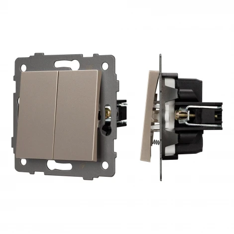 Механизм выключателя двухклавишный самовозвратный SWT-MKR2-PL-GD-V (250V, 10A) (Arlight) 049886