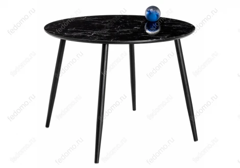 Стеклянный стол Woodville Кловис вставка стекло черный мрамор / черный 462138