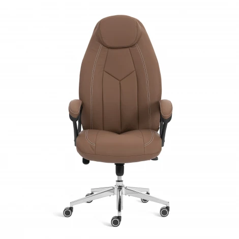 Кресло Босс Люкс/Boss Lux (26) хром Экокожа LUX Classic 18-24, коричневый Tetchair 25933