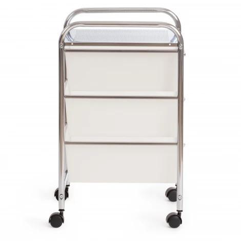 Столик c 3 ящиками для хранения NY-3296-3 хром/белый (металл/пластик)