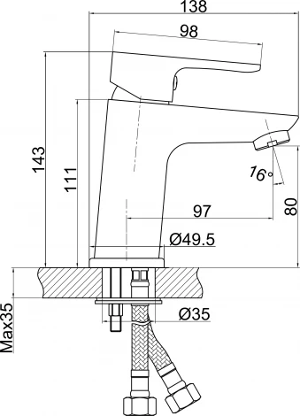 Смеситель Cersanit Cersania 63030 для раковины, хром