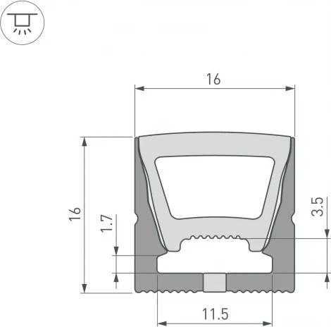 Силиконовый профиль WPH-FLEX-1616-TOP-S11-5m BLACK (Arlight, Силикон) 045759
