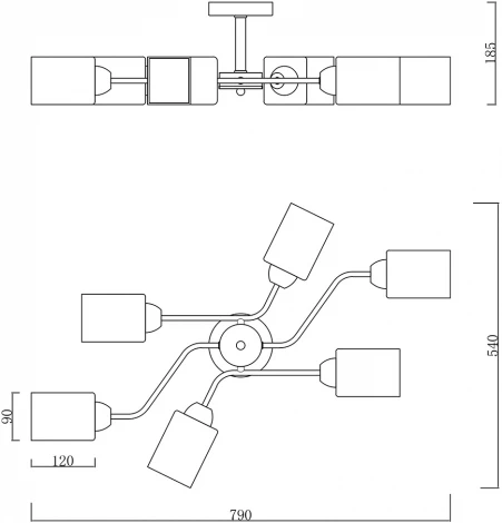 Потолочная люстра на штанге Escada Vertigo 1131/6P White/Gold 6x60Вт E27, металл/стекло, белый/золото (220V)