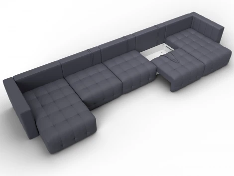 Диван П-образный Лига-052 НПБ МегаЛонг (ЛДСП,Брус,Фанера/Пластик/Экокожа/Серый) Лига Диванов 129925