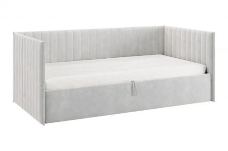 Кровать с подъемным механизмом Твикс (Софа) 90х200 см Mebelson (ДСП,Велюр/Серый) арт.170618,2173