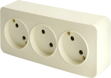 Розетка тройная без заземления (слоновая кость) Stekker София 49499