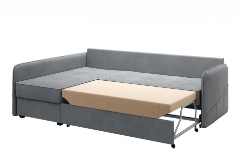 Диван тканевый угловой серый, угол левый D1 Слим AAA41521002 Velutto 12