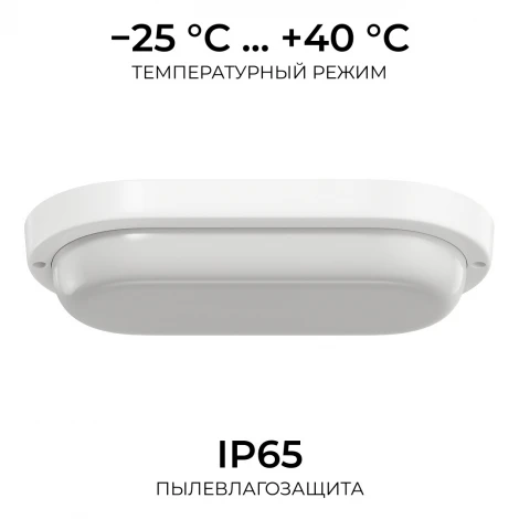 Настенно-потолочный светильник светодиодный герметичный 18Вт 1350лм 6500К IP65 овал, белый OGM О28-12