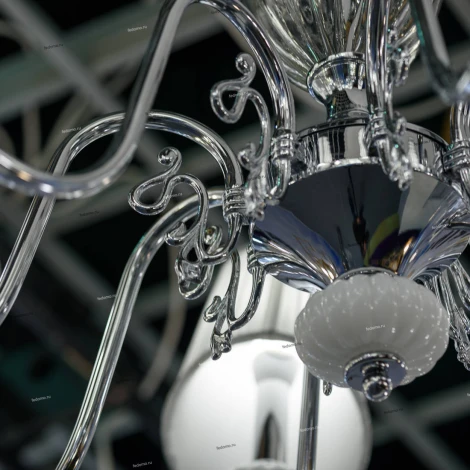 Люстра подвесная Crystal Lux Alma White, 24 плафона, хром с белым и прозрачным