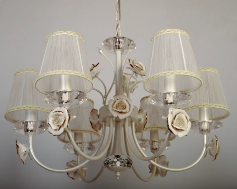 Подвесная люстра Abrasax 2031/6 (cream pearl) (220V, на цепи, цветы, розы)