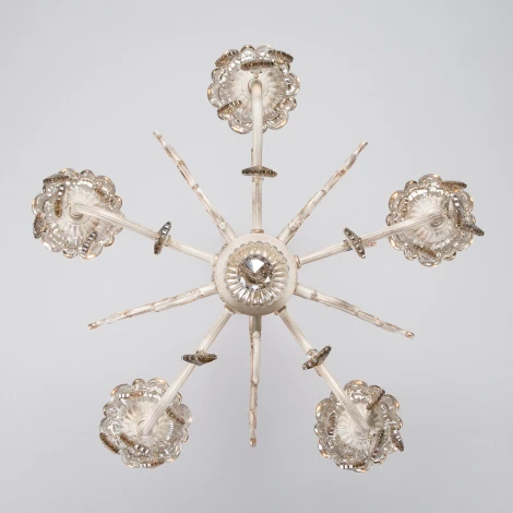 Подвесная люстра Eurosvet 3281 3281/5 белый с золотом / тонированный хрусталь (220V, хрусталь Strotskis, на цепи, подсвечник, свеча)