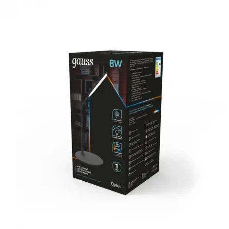 Офисная настольная лампа Gauss Qplus GT5022 (регулировка яркости, LED, 220V, диммер, сенсорный выключатель)