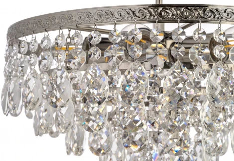 Потолочная люстра на штанге Arti Lampadari Castellana Nickel E 1.3.30.608 N (220V, хрусталь, круглые)