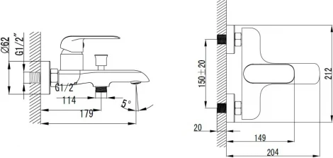 Смеситель Bien Due BB01006402 для ванны с душем