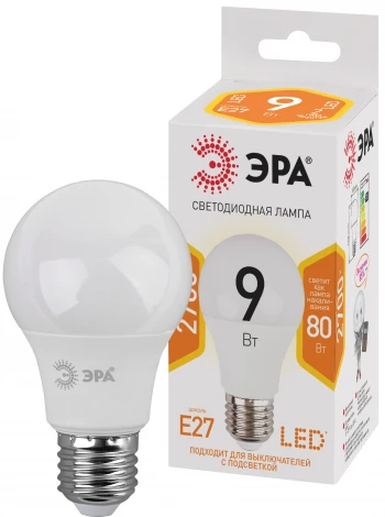 Лампочка светодиодная E27 9W ЭРА LED A60-9W-827-E27
