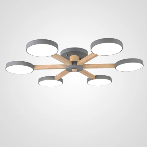 Потолочная люстра Wi-Fi на штанге Turna 6 Gray By ImperiumLoft Turna01 (LED, 220V, голосовое управление, умный дом - Алиса)