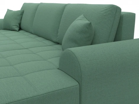 Диван угловой Лига-080 угол правый (ДСП/Пластик/Рогожка/Зеленый) Лига Диванов 134744