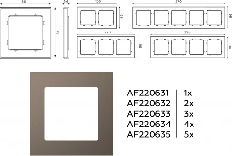 Рамка Ambrella Volt ALFA Techno (Темная бронза матовый) 1-ая AF220631