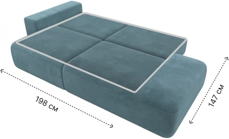 Диван прямой Лига-036 НПБ Модерн подлокотник слева (Бирюзовый/Велюр) Лига Диванов арт.121340L