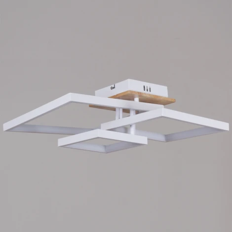 Потолочная люстра светодиодная на штанге с пультом с регулировкой цветовой температуры, яркости и ночным режимом Reluce 98560-0.3-03 WH+WOOD