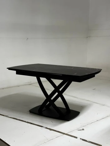 Стол FOGGIA 140 KL-116 Черный мрамор матовый, итальянская керамика/ черный каркас М-City