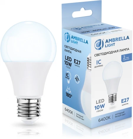 Лампа светодиодная Лон A60 10W 6400K Ambrella Bulbing 601006