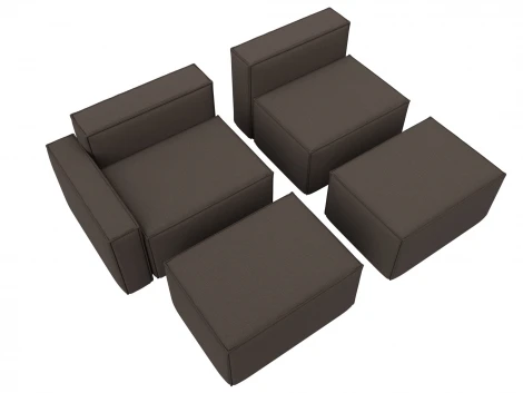 Диван угловой модульный Лига-063 угол левый (ДСП/Пластик/Рогожка/Коричневый) Лига Диванов 129784L