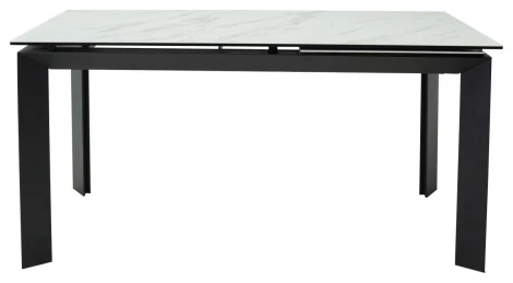 Обеденный стол M-City CREMONA 180 KL-99 Белый мрамор матовый, итальянская керамика / черный каркас