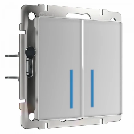 Сенсорный выключатель двухклавишный с подсветкой 1000 Вт (серебряный) W4520006 Werkel (a057681)