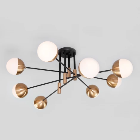 Умная потолочная люстра на штанге Eurosvet Nuvola 70129/8 латунь (220V, шарики)