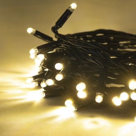 Гирлянда Нить с колпачком 10м тепло-белая 220В, 100 LED, провод черный ПВХ, IP65 Laitcom PST100CAP-11-2WW