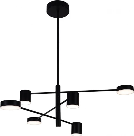 Потолочная люстра ярусная на штанге диммируемая Kink Light Мекли 07650-6D,19(4000K) черный Led 3*12W+3*16W с пультом ДУ (220V, асимметрия)