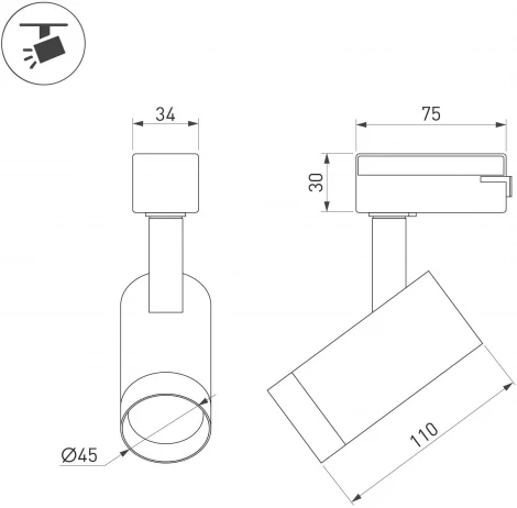 Трековый светильник LGD-SPOT-2TR-R45-7W Day4000 (GD, 24 deg, 230V) (Arlight, IP20 Металл) 042543 (LED)