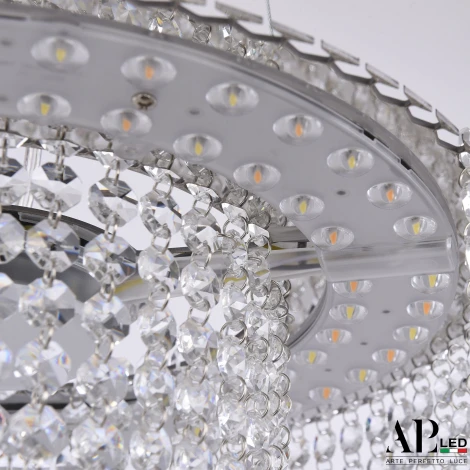 Подвесная люстра светодиодная с пультом APL LED Sicilia SH01.35.A.LED-DIM.Ni (220V, хрусталь, на тросе)