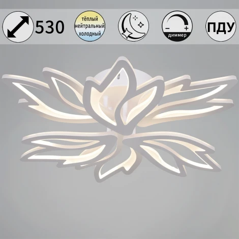 Потолочная люстра светодиодная на штанге с регулировкой цветовой температуры, яркости и ночным режимом Reluce 09862-0.3-3+3 WH