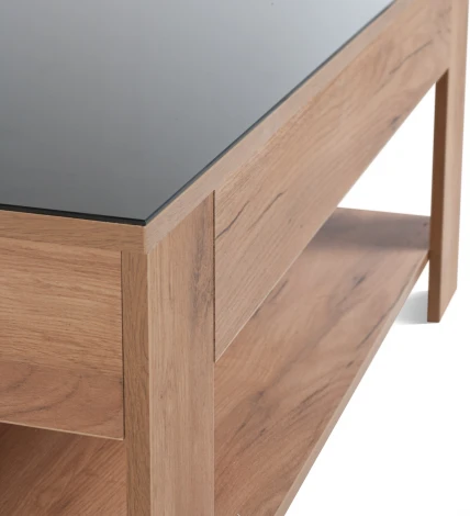 Стол журнальный BeautyStyle 26 дуб крафт золотой/стекло черное Mebelik арт.009384