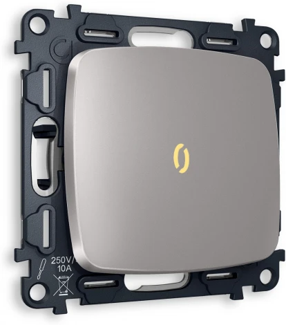 Комплект механизма Ambrella Volt 1-клавишного выключателя с подсветкой 3200K OMEGA MO502010 Сталь матовый QUANT