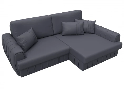 Диван угловой Лига-057 НПБ угол правый (ЛДСП,Брус,Фанера/Пластик/Экокожа/Серый) Лига Диванов 130035