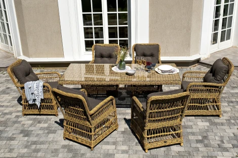 "Цесена" обеденная группа плетеная из искусственного ротанга, цвет соломенный 4SIS арт.УТ-00008187