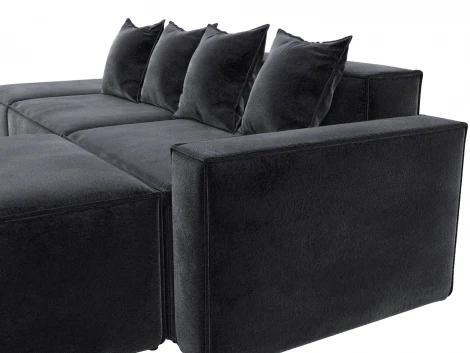 Диван угловой модульный Лига-063 угол правый (ДСП/Пластик/Велюр/Темно-серый) Лига Диванов 129796