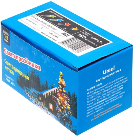 Сетка светодиодная с контроллером. 1.8х1.5м. 180 светодиодов. Разноцветный свет ULD-N1815-180/DTA MULTI IP20