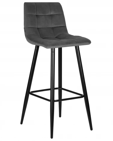 Набор 2 шт стул барный DOBRIN NICOLE (черные матовые ножки, темно-серый велюр (108-91))