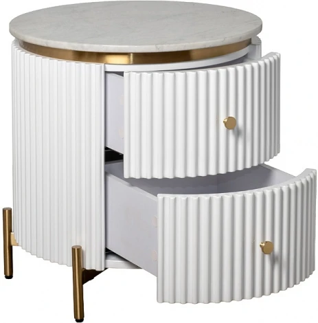 Тумбочка 2 ящика с мраморной столешницей d51*55см Garda Decor арт.77IP-GD009-TUMB/1