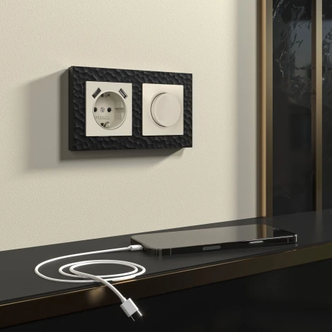 Розетка с заземлением, шторками и USBх2 (айвори матовый) Werkel W1171562 (a062426)