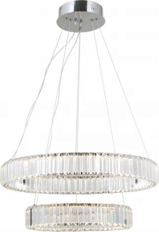 Подвесная люстра хрустальная светодиодная с пультом Moderli Asti V10735-PL (220V, на тросе, кольцо)
