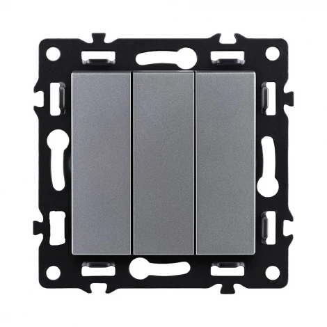 Выключатель трехклавишный (серый) Kollinger Asthetik AS-710GY