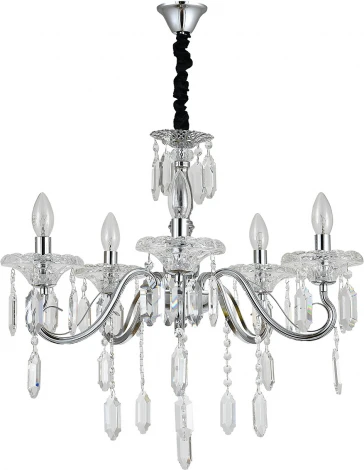 Подвесная люстра Escada Fantail 2111/5P Chrome 5x40Вт E14, металл/хрусталь, хром/прозрачный (220V, на цепи, подсвечник, свеча)
