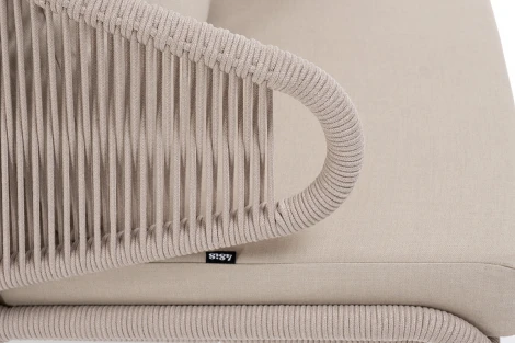 Лаунж-зона 5-местная плетеная из роупа (веревки), каркас алюминиевый белый, роуп бежевый 4SIS Милан MILS3C2TJ-4-SET biege