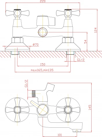 Смеситель 1 Orange Classic M M71-212cr для ванны с душем