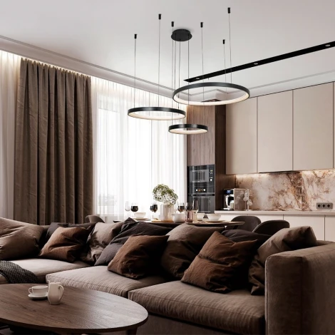 Подвесной светильник светодиодный с регулировкой цветовой температуры LED4U L8806-800-580-380 BK